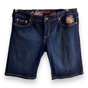 Baby Phat Jean Shorts, Embroidered, Jr.’s Size 13, Bermuda Length, Mid-High Rise